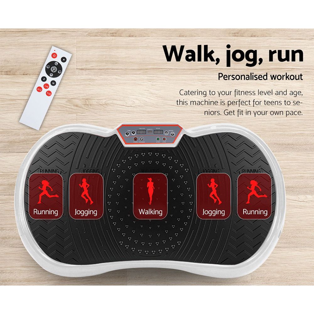 Everfit Vibration Machine Platform Vibrator Resistance Rope Home Fitness White - SportZone.co.nz