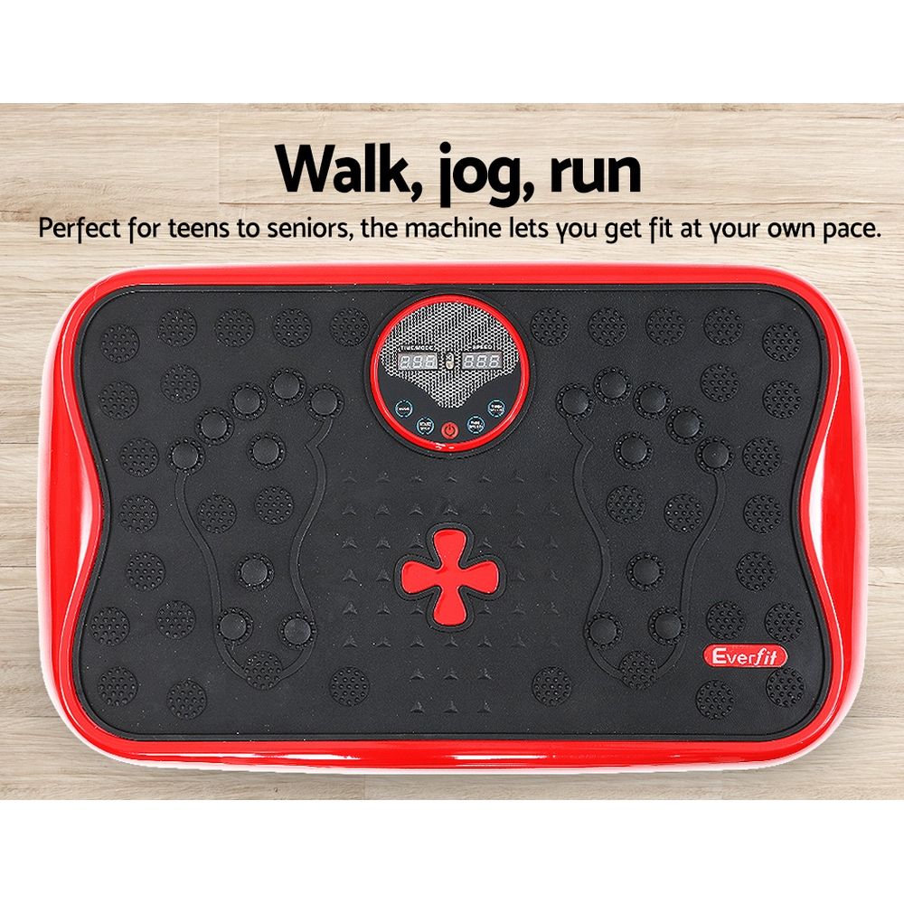 Everfit Vibration Machine Platform Vibrator with Resistance Rope Home Gym Red - SportZone.co.nz