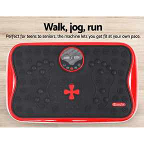 Everfit Vibration Machine Platform Vibrator with Resistance Rope Home Gym Red - SportZone.co.nz