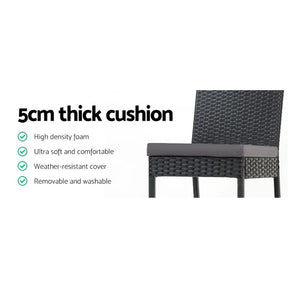 Gardeon 2 - Piece Outdoor Bar Stools Dining Chair Bar Stools Rattan Furniture - SportZone.co.nz