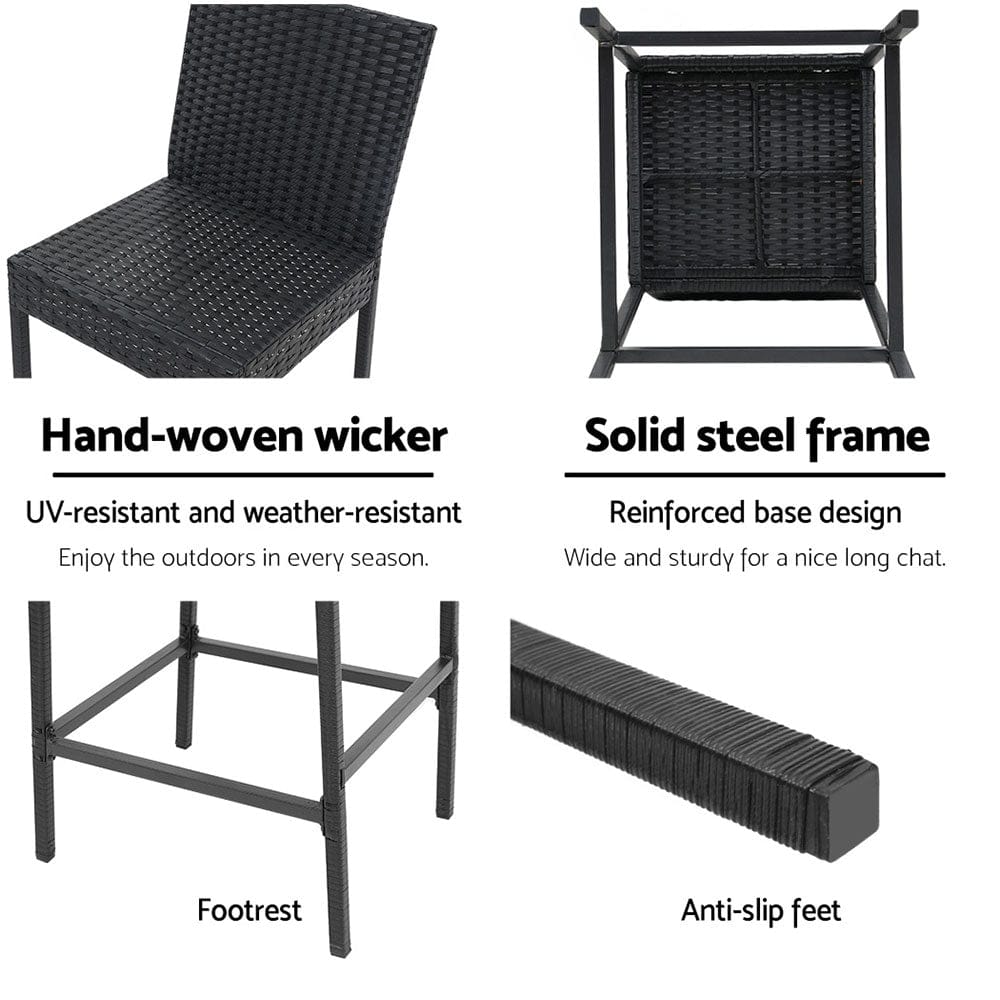 Gardeon 2 - Piece Outdoor Bar Stools Dining Chair Bar Stools Rattan Furniture - SportZone.co.nz