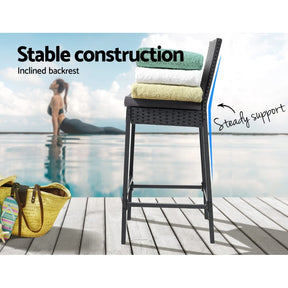 Gardeon 2 - Piece Outdoor Bar Stools Dining Chair Bar Stools Rattan Furniture - SportZone.co.nz