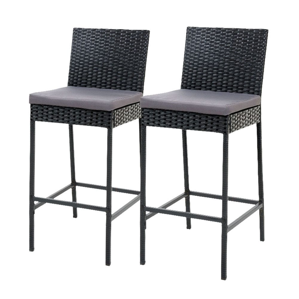 Gardeon 2 - Piece Outdoor Bar Stools Dining Chair Bar Stools Rattan Furniture - SportZone.co.nz