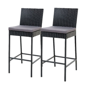 Gardeon 2 - Piece Outdoor Bar Stools Dining Chair Bar Stools Rattan Furniture - SportZone.co.nz