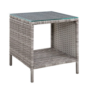 Gardeon Coffee Side Table Wicker Desk Rattan Outdoor Furniture Garden Grey - SportZone.co.nz