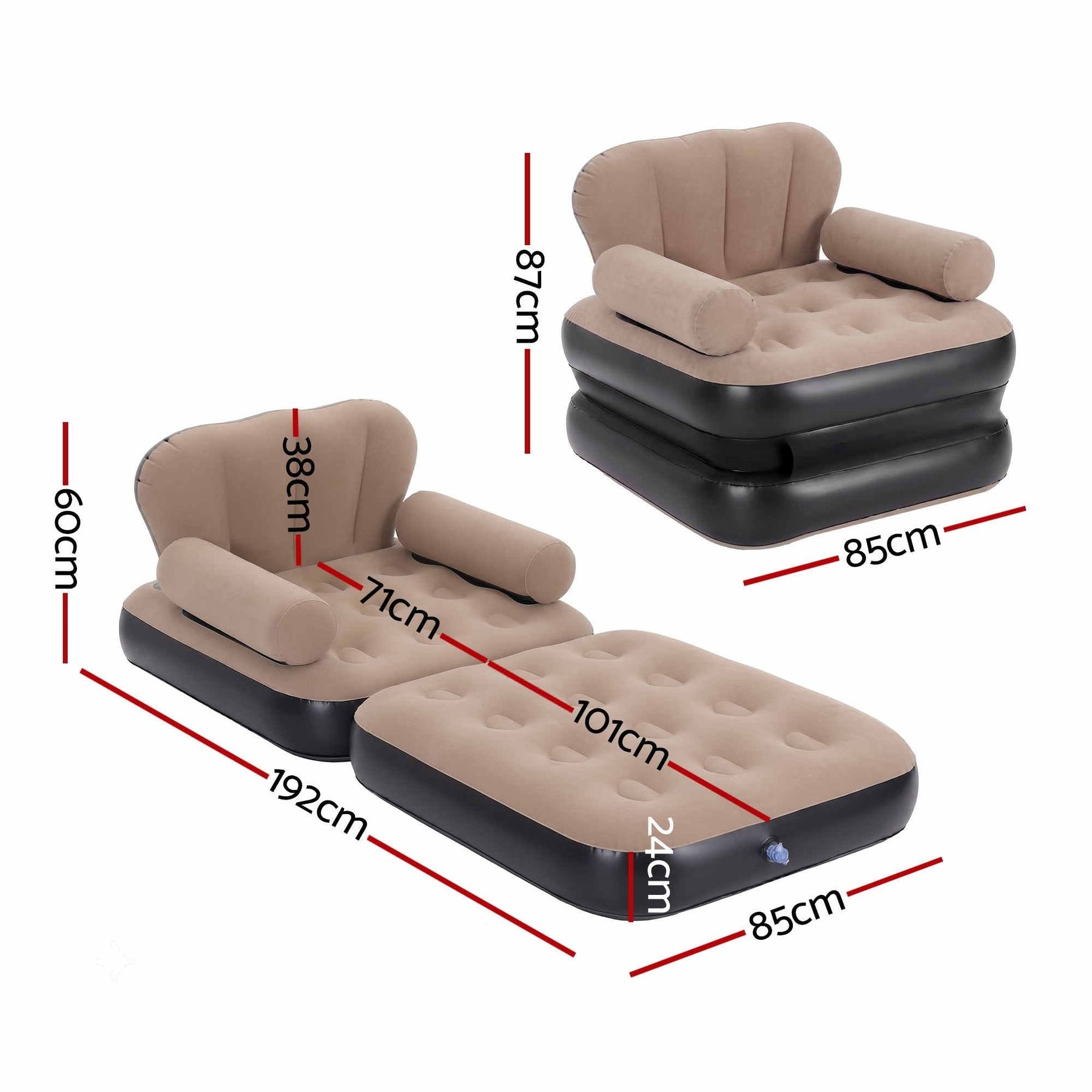 Gardeon Inflatable Chair Sun Lounge Air Sofa Blow Up Air Chair for Camping with Pump - SportZone.co.nz