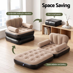 Gardeon Inflatable Chair Sun Lounge Air Sofa Blow Up Air Chair for Camping with Pump - SportZone.co.nz