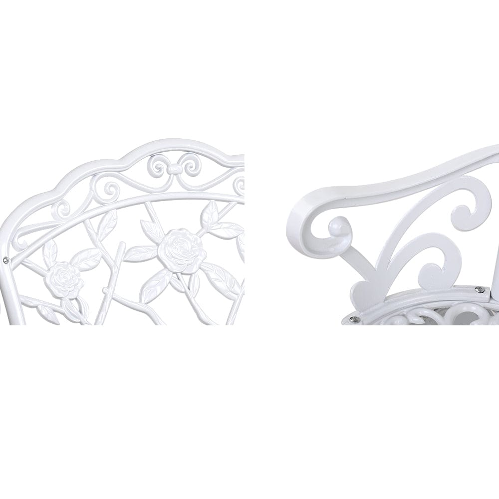 Gardeon Outdoor Garden Bench Seat 100cm Cast Aluminium Outdoor Patio Chair Vintage White - SportZone.co.nz