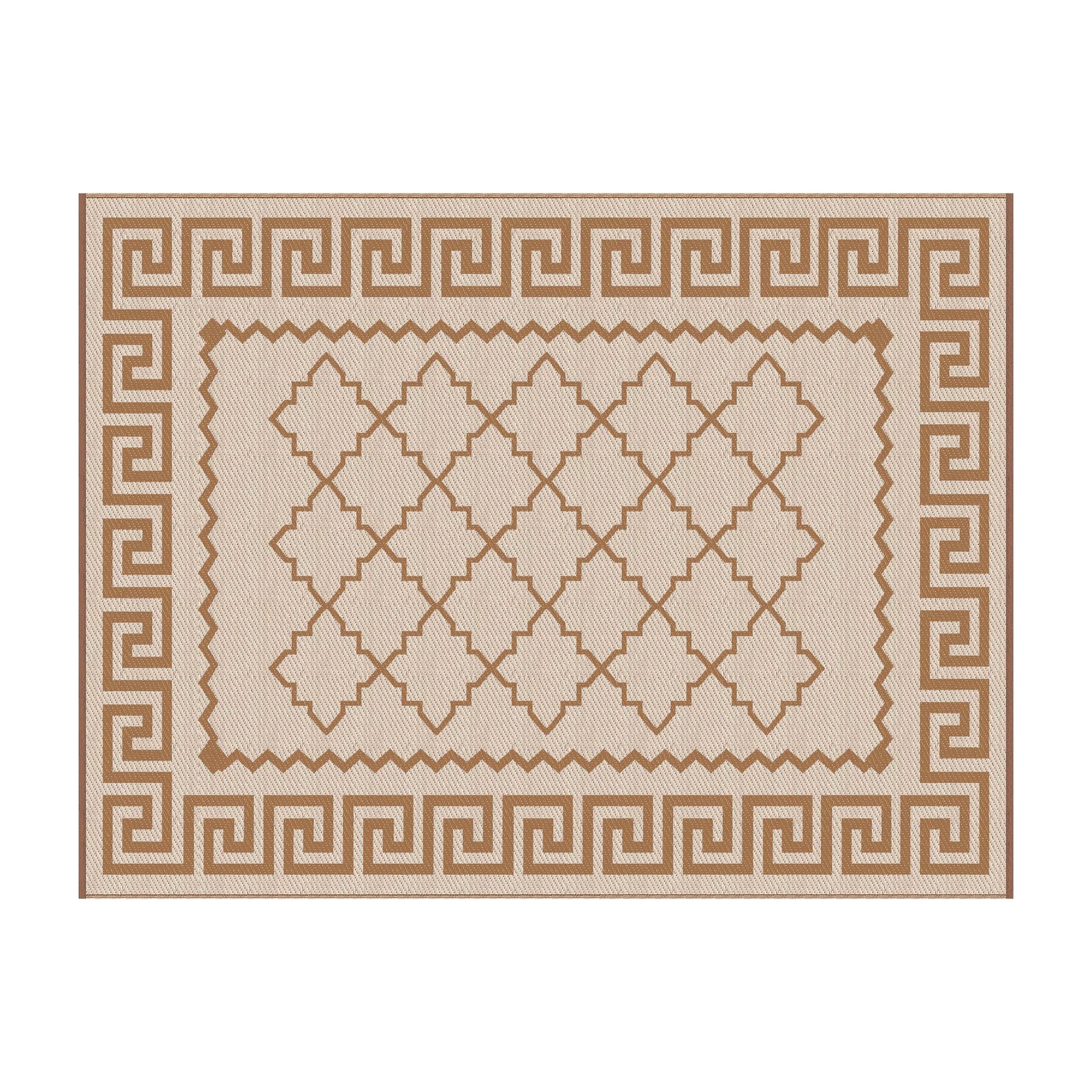 Gardeon Outdoor Rugs 274x366cm Large Carpet Reversible PP Dual-Sided Area Mat Patio Rug Khaki - SportZone.co.nz