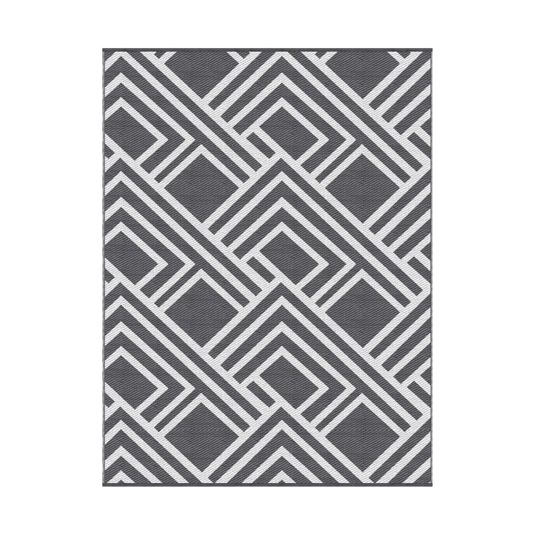 Gardeon Outdoor Rugs 274x366cm Reversible PP Dual-Sided Area Mat Large Carpet Patio Rug Grey - SportZone.co.nz