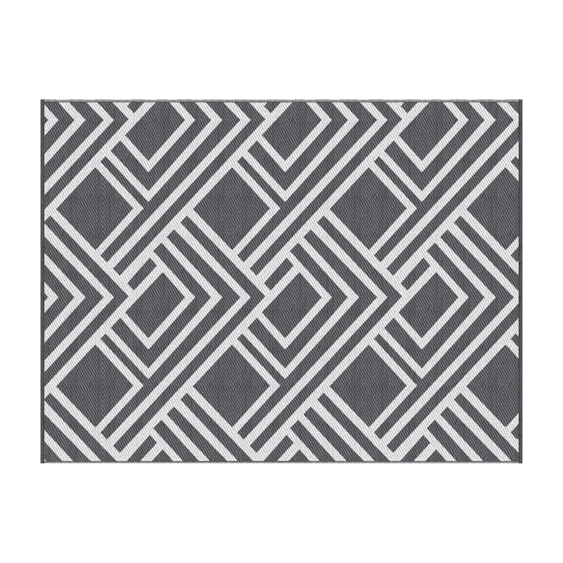 Gardeon Outdoor Rugs 274x366cm Reversible PP Dual-Sided Area Mat Large Carpet Patio Rug Grey - SportZone.co.nz