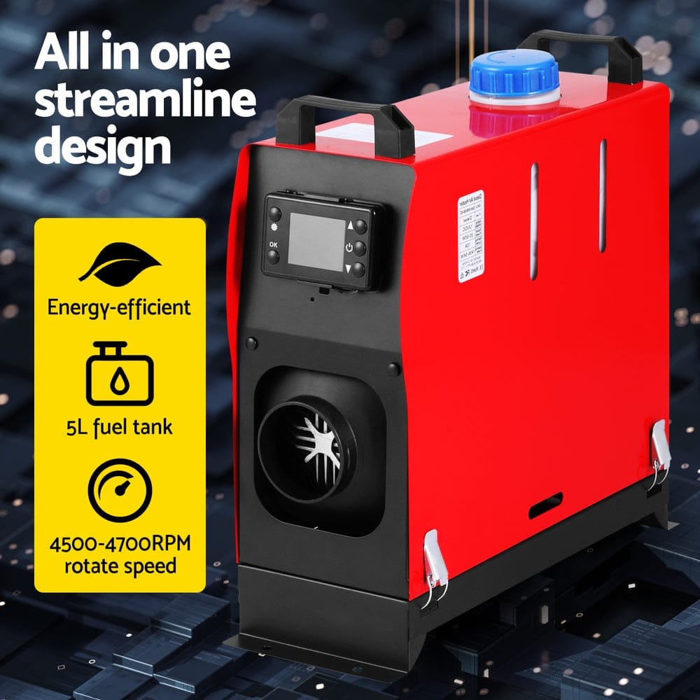 Giantz 12V 5KW Diesel Air Heater with Remote Control for Cars, RVs, and Indoor Use - SportZone.co.nz