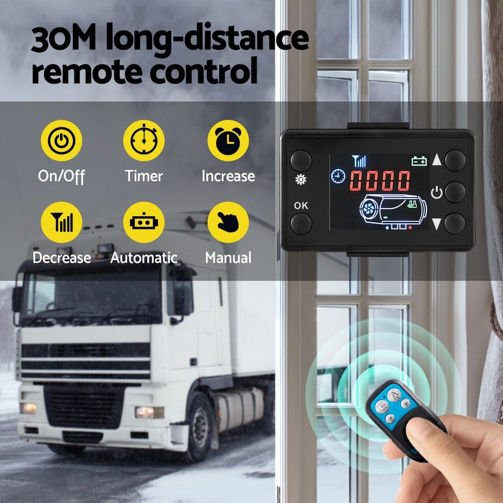 Giantz 12V 5KW Diesel Air Heater with Remote Control for Cars, RVs, and Indoor Use - SportZone.co.nz