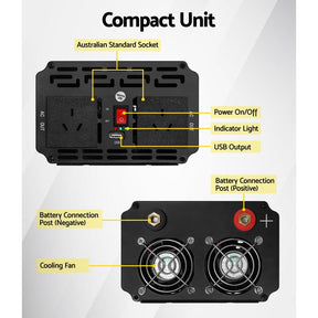 Giantz 1500W Puresine Wave DC - AC Power Inverter - SportZone.co.nz
