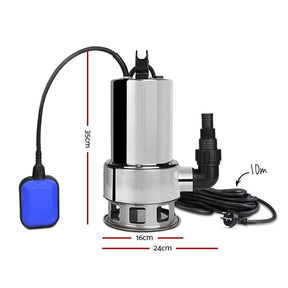 Giantz 1800W Submersible Dirty Water Pump Bore Tank Well Steel Automatic Clean - SportZone.co.nz