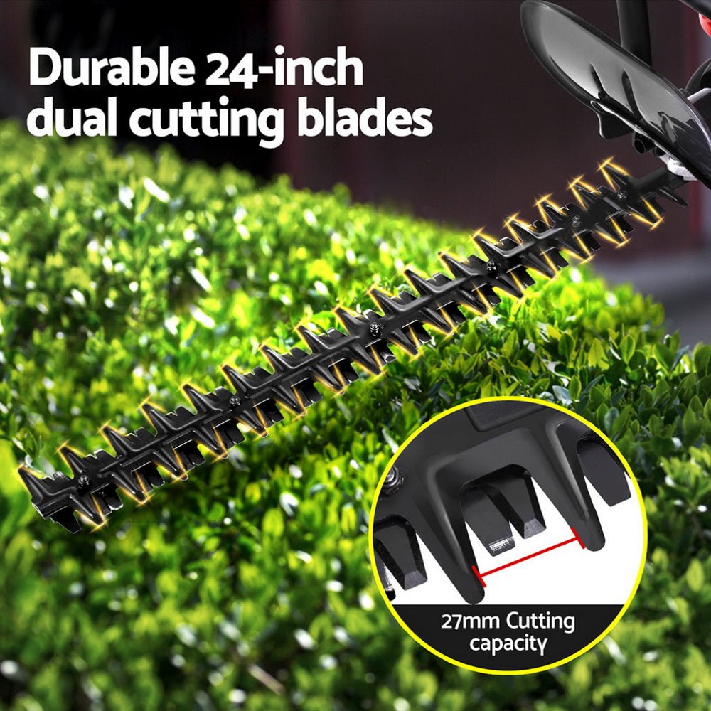 Giantz 25.4CC Petrol Hedge Trimmer 24" Dual Blade Tree Grass Garden Tool - SportZone.co.nz