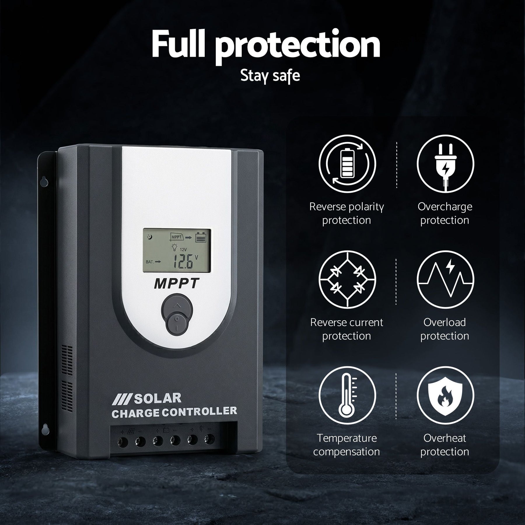 Giantz 50A MPPT Solar Charge Controller Auto 12V/24V Battery Regulator Bluetooth - SportZone.co.nz