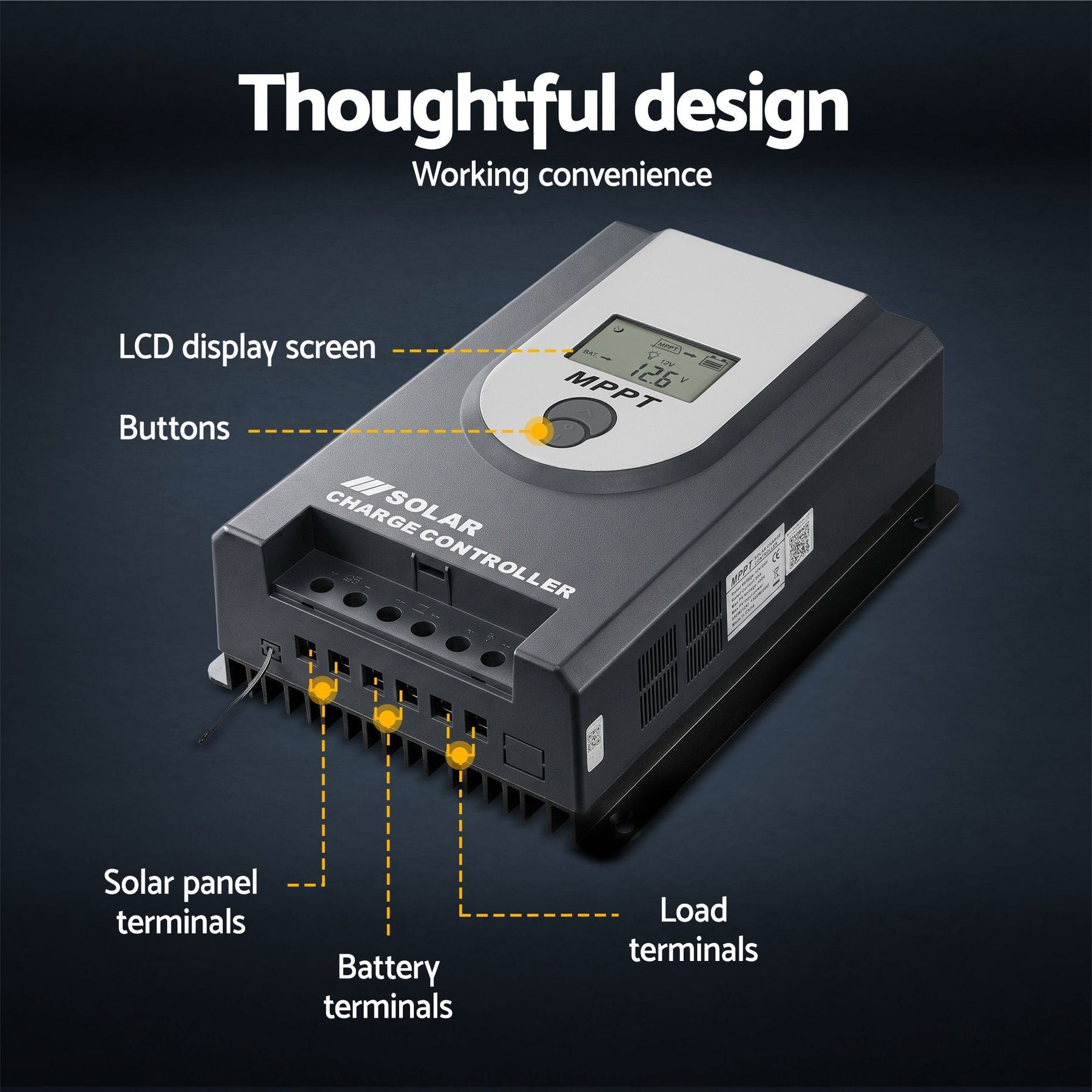 Giantz 50A MPPT Solar Charge Controller Auto 12V/24V Battery Regulator Bluetooth - SportZone.co.nz