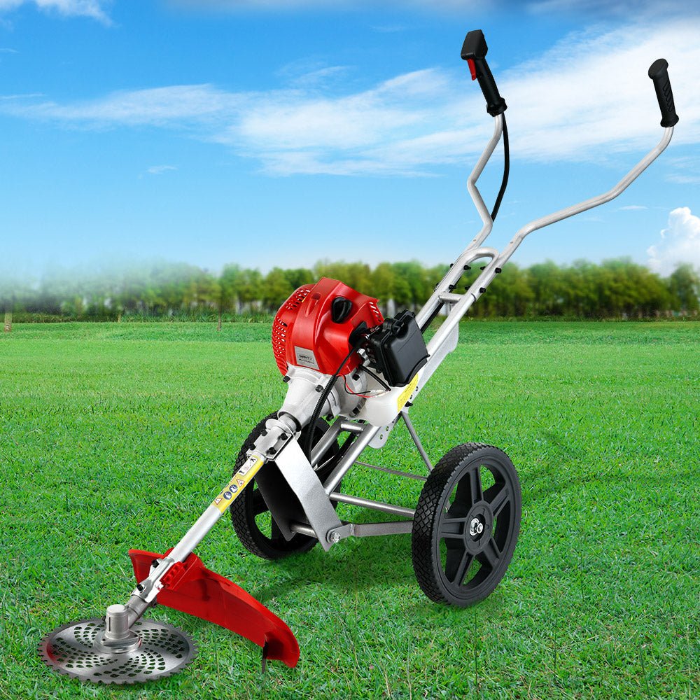 Giantz 62cc Petrol Brush Cutter Whipper Saw Trimmer 2 Stroke 3-in-1 Wheel - SportZone.co.nz