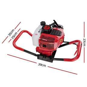 Giantz 66CC Post Hole Digger Motor Only Petrol Engine Red - SportZone.co.nz