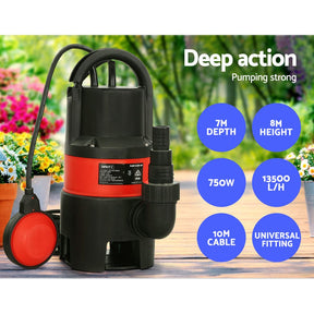 Giantz 750W Water Pump Dirty Submersible Sump Swim Pool Flooding Pond Clean - SportZone.co.nz