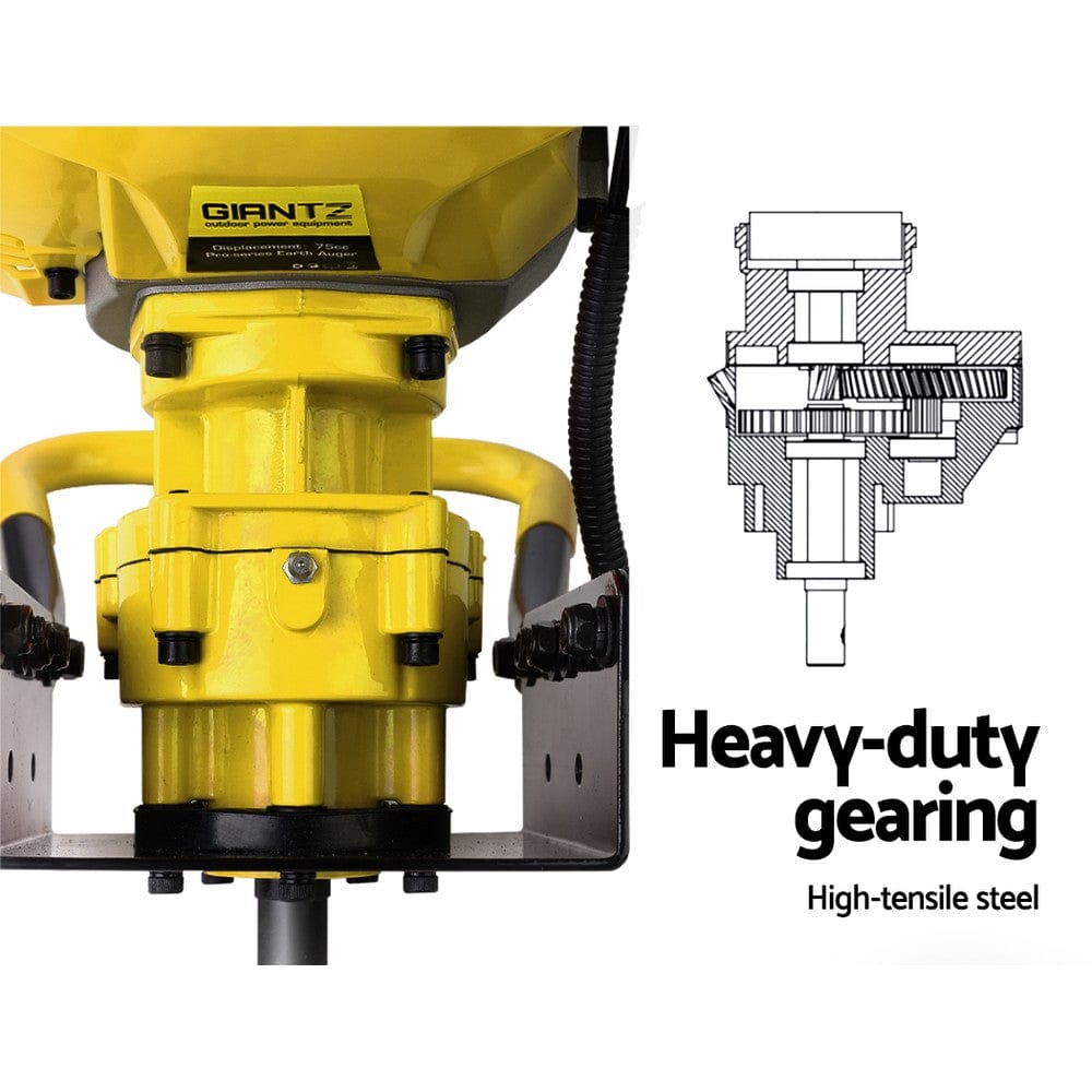 Giantz 80CC Post Hole Digger Motor Only Petrol Engine Yellow - SportZone.co.nz