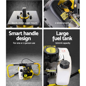 Giantz 80CC Post Hole Digger Motor Only Petrol Engine Yellow - SportZone.co.nz