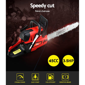 Giantz Chainsaw Petrol 45CC 16" Bar Commercial E - Start Pruning Chain Saw - SportZone.co.nz