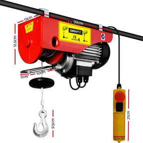 Giantz Electric Hoist Winch 125/250KG Cable 18M Rope Tool Remote Chain Lifting - SportZone.co.nz