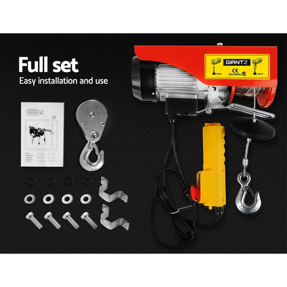 Giantz Electric Hoist Winch 300/600KG Cable 18M Rope Tool Remote Chain Lifting - SportZone.co.nz