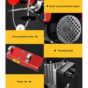 Giantz Electric Hoist Winch 300/600KG Cable 18M Rope Tool Remote Chain Lifting - SportZone.co.nz
