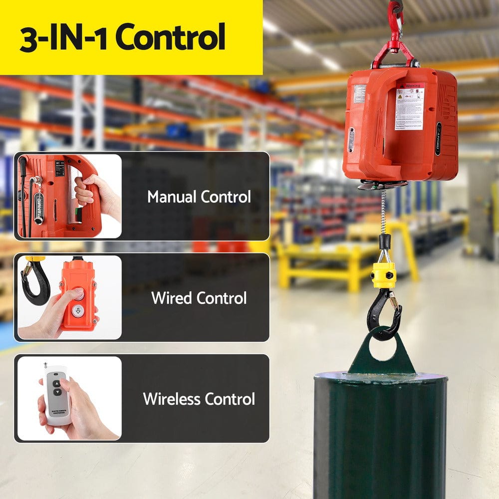 Giantz Electric Hoist Winch 500KG Wired/Wireless Remote Control - SportZone.co.nz