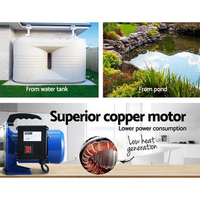 Giantz Garden Water Jet Pump High Pressure 1100W Tank Rain Farm Irrigation Black - SportZone.co.nz