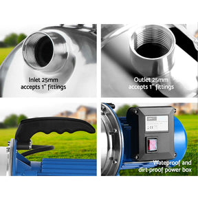 Giantz Garden Water Jet Pump High Pressure 1100W Tank Rain Farm Irrigation House - SportZone.co.nz