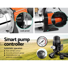 Giantz Garden Water Pump 1500W High Pressure Tank Rain Farm Irrigation Black - SportZone.co.nz
