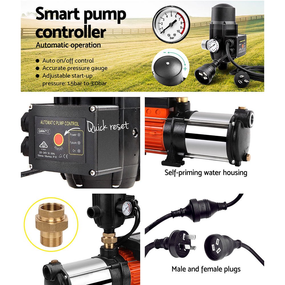 Giantz Garden Water Pump High Pressure 1800W 5-Stage Tank Irrigation Black - SportZone.co.nz