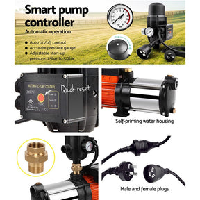 Giantz Garden Water Pump High Pressure 1800W 5-Stage Tank Irrigation Black - SportZone.co.nz