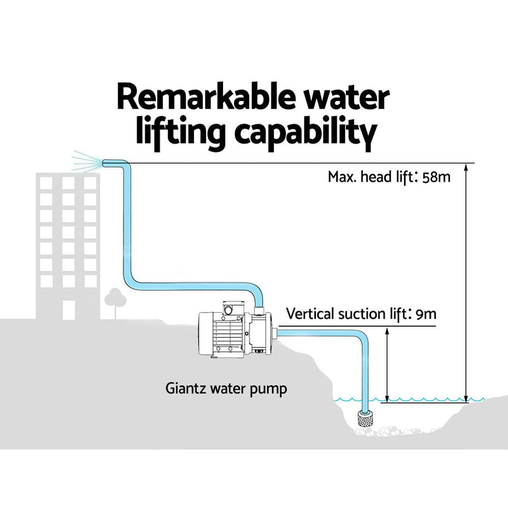 Giantz Garden Water Pump High Pressure 1800W 5 - Stage Tank Irrigation Yellow - SportZone.co.nz