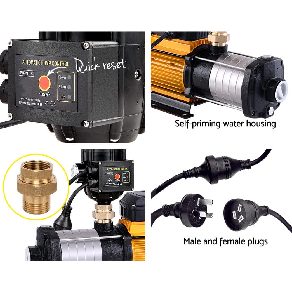 Giantz Garden Water Pump High Pressure 2500W 6 - Stage Tank Irrigation Black - SportZone.co.nz