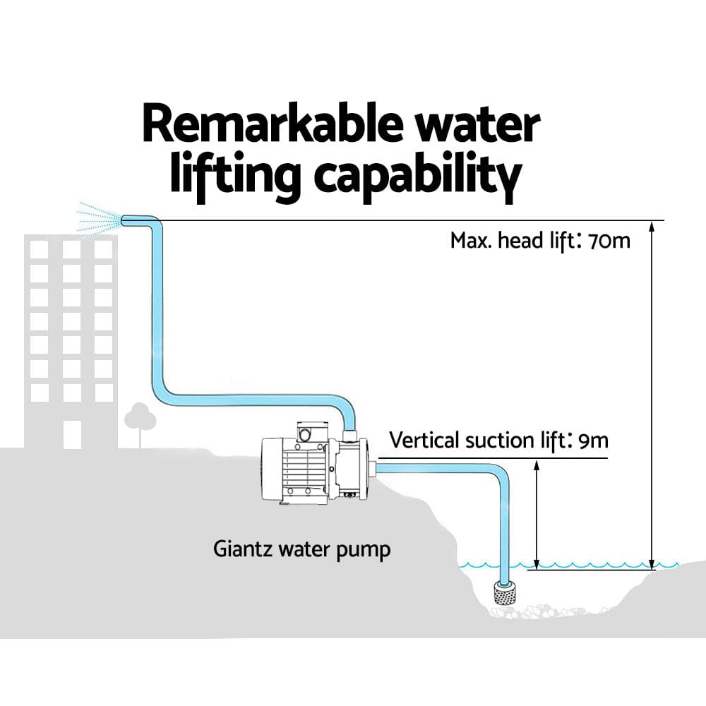 Giantz Garden Water Pump High Pressure 2500W 6 - Stage Tank Irrigation Black - SportZone.co.nz