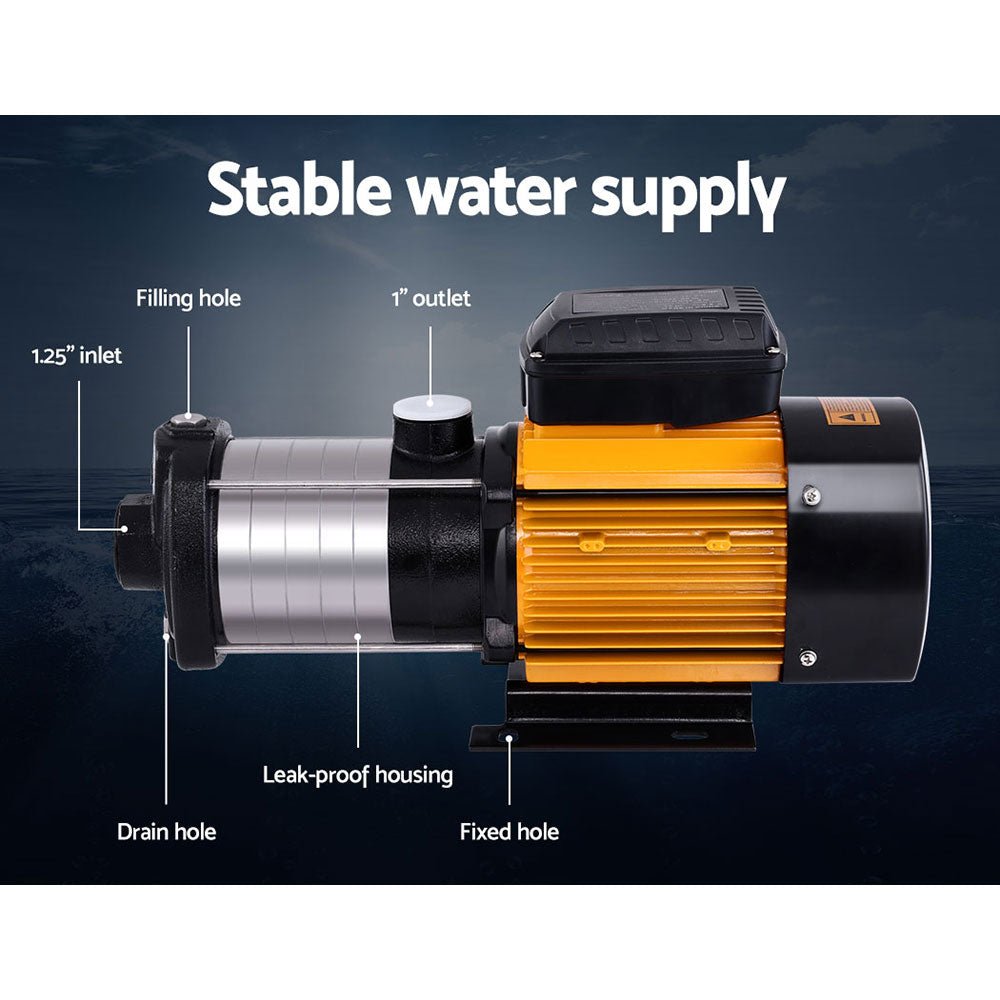 Giantz Garden Water Pump High Pressure 2500W 6-Stage Tank Irrigation Yellow - SportZone.co.nz