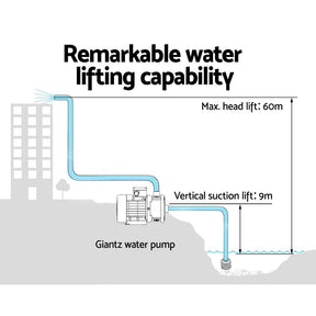 Giantz Garden Water Pump High Pressure 2500W 6 - Stage Tank Irrigation Yellow - SportZone.co.nz