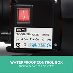 Giantz Garden Water Pump High Pressure 800W Max. Tank Rain Farm Irrigation House - SportZone.co.nz