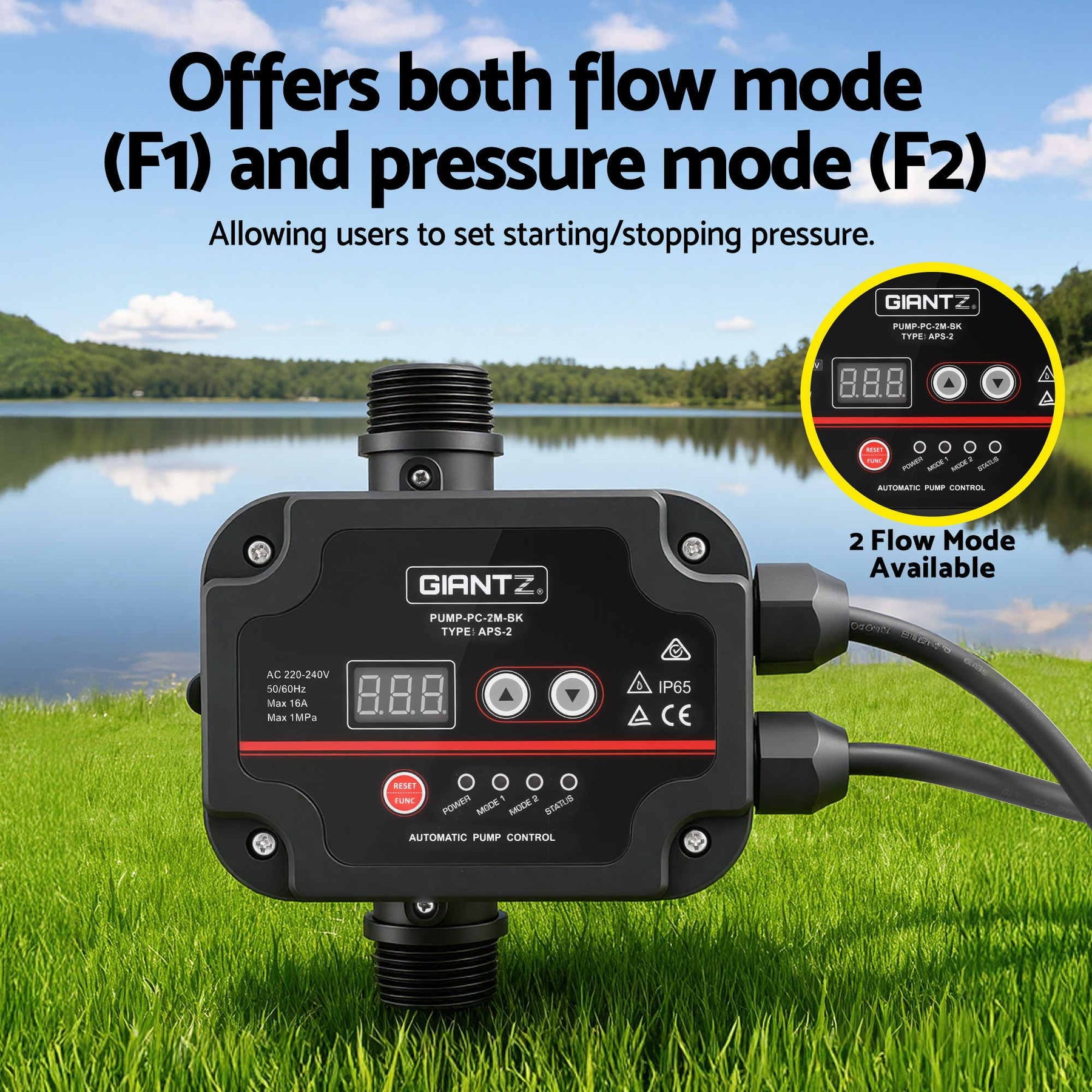 Giantz Peripheral Water Pump Auto Controller Cast Iron Garden Irrigation 1HP - SportZone.co.nz