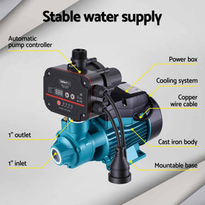 Giantz Peripheral Water Pump Automatic Controller Clean Garden Rain Tank 0.5HP - SportZone.co.nz