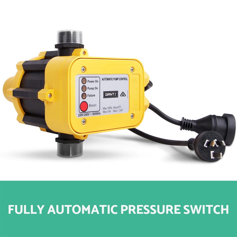 Giantz Peripheral Water Pump Garden Boiler Car Wash Auto Irrigation QB80 Yellow - SportZone.co.nz