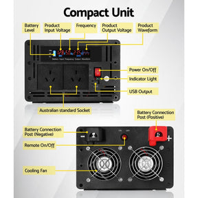 Giantz Power Inverter 3000W or 6000W Pure Sine Wave 12V - 240V Camping Boat Caravan - SportZone.co.nz