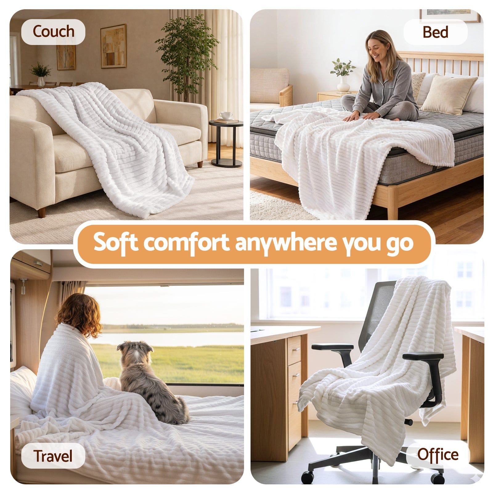 Giselle 203x230cm Throw Blanket Fleece Soft Lightweight Cozy Sofa Couch Bed Throw - SportZone.co.nz