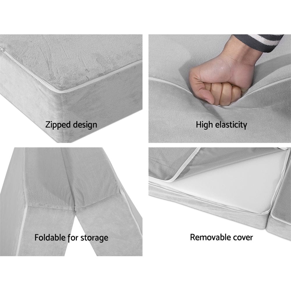 Giselle Bedding Foldable Mattress Folding Foam Bed Mat Light Grey - SportZone.co.nz