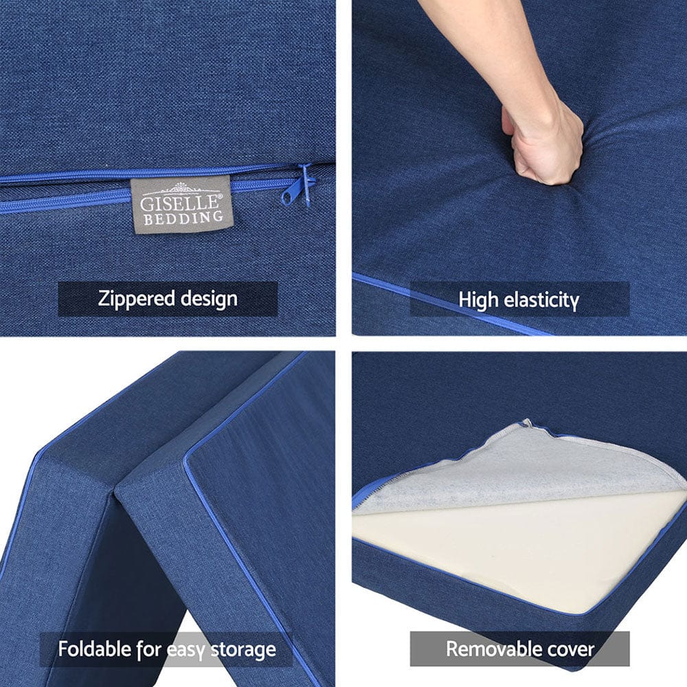 Giselle Bedding Foldable Mattress Folding Foam Single Blue - SportZone.co.nz
